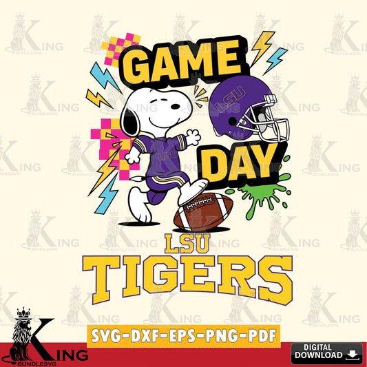 LSU Tigers Snoopy Game day SVG, Cricut, Cut file  , Digital Download , Instant Download, Peanuts svg, NCAA svg, Football svg, Sport svg