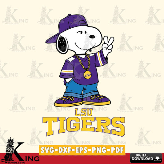 LSU Tigers Snoopy Say hi SVG, Cricut, Cut file  , Digital Download , Instant Download, Peanuts svg, NCAA svg, Football svg, Sport svg
