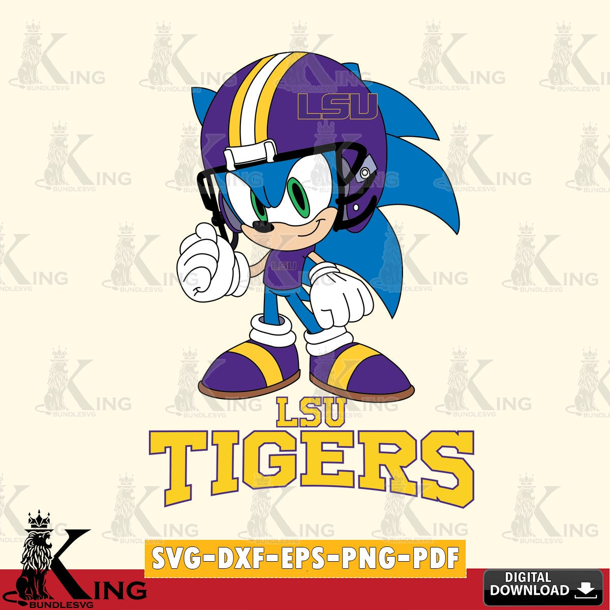 LSU Tigers Sonic Football Mascot SVG file, Vector , Digital Download , PDF File , Instant Download