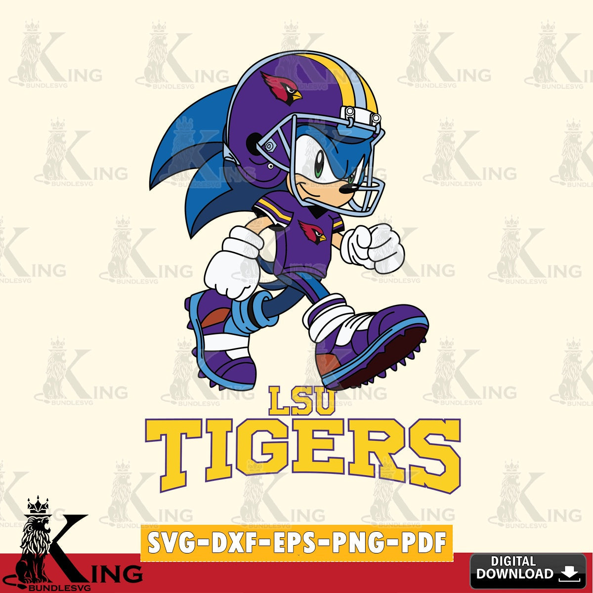 Printable art of LSU Tigers Sonic Ready Football SVG cut file for personalized gifts and laser projects