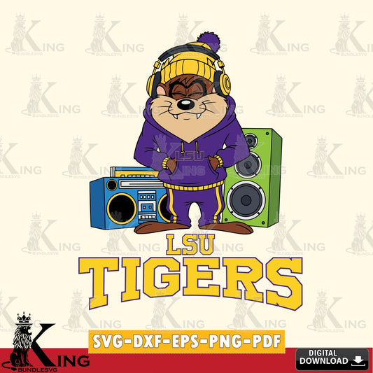 LSU Tigers Taz Hip Hop SVG file, Cut file  , Digital Download , Instant Download, Taz svg, NCAA svg