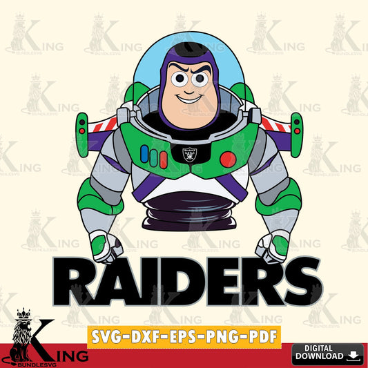 Digital download featuring Las Vegas Raiders Buzz Lightyear football, a cut file ideal for vinyl projects and T-shirt printing.