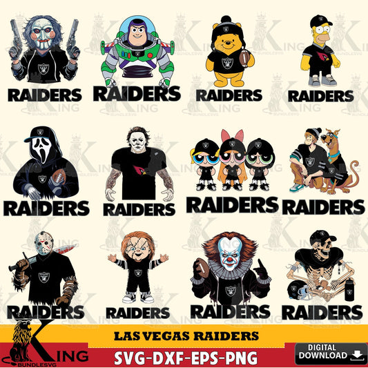 Huge collection of Las Vegas Raiders cartoon football NFL bundle, a printable vector design for sublimation and crafts