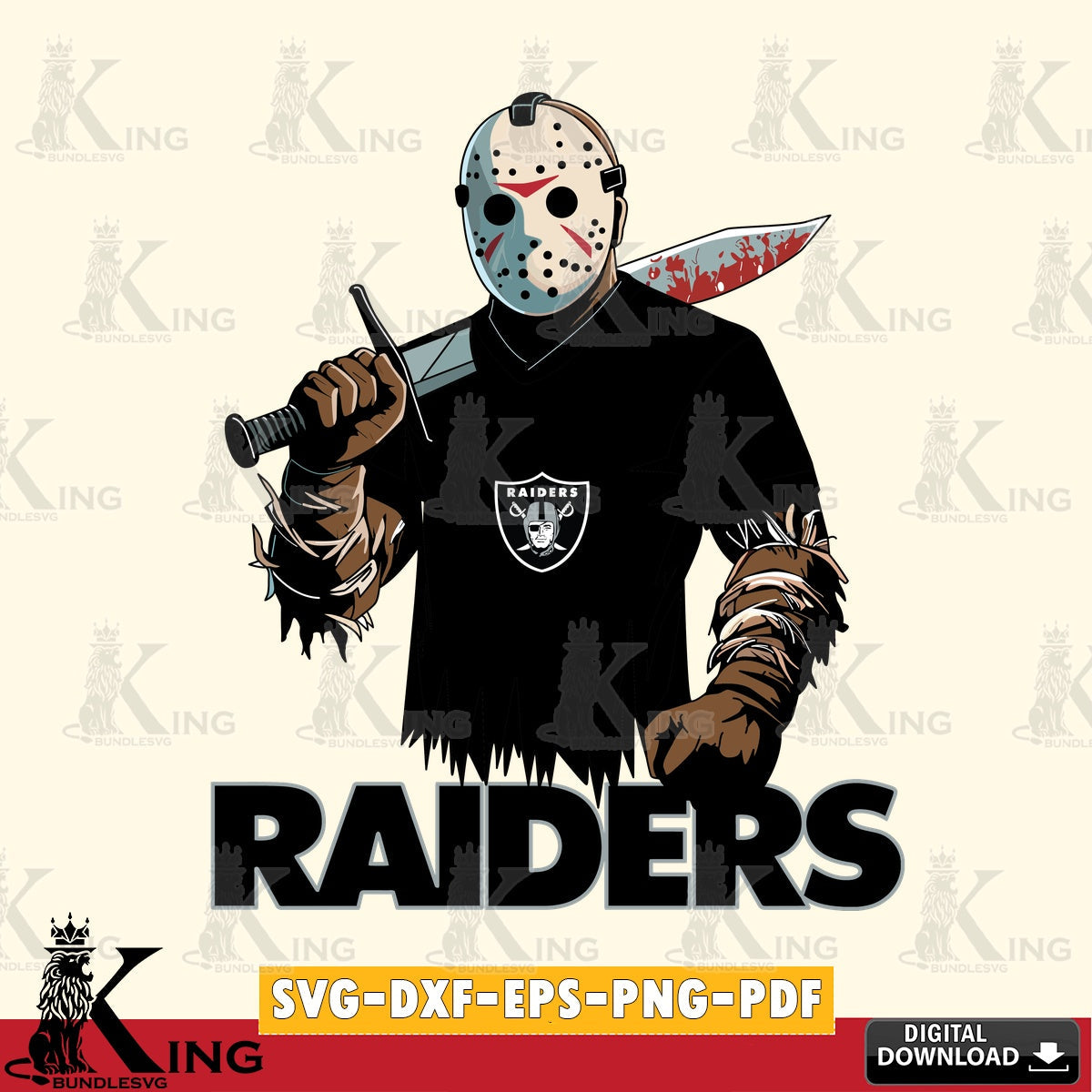 Stylish representation of Las Vegas Raiders Jason Voorhees football, a digital file for silhouette cameo and cricut projects
