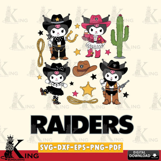 Las Vegas Raiders Kuromi Cowboy Western SVG file, Cricut, Cut file  , Digital Download , Instant Download, Sanrio svg, Clipart