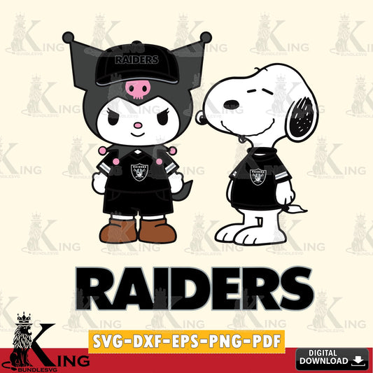 Las Vegas Raiders Kuromi Snoopy Football SVG file, Cricut, Cut file  , Digital Download , Instant Download, Sanrio svg, Clipart