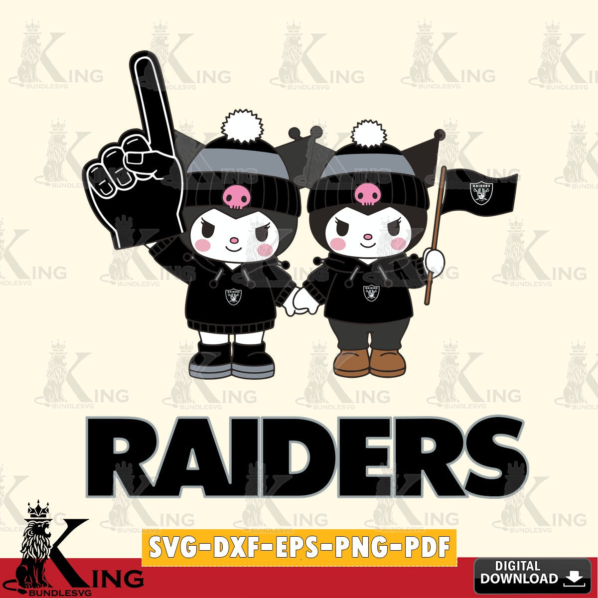 Las Vegas Raiders Kuromi rugby Fan SVG file, Cricut, Cut file  , Digital Download , Instant Download, Sanrio svg, Clipart