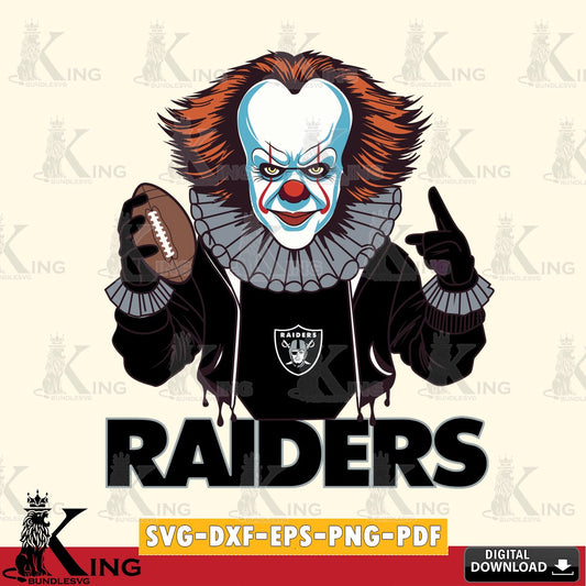 Creative design featuring a Las Vegas Raiders Pennywise football player crafting file for iron-on transfer and vinyl decals.