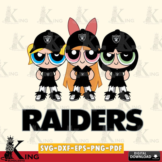Creative design featuring Las Vegas Raiders PowerPuff Girls football, printable vector design for sublimation and crafts