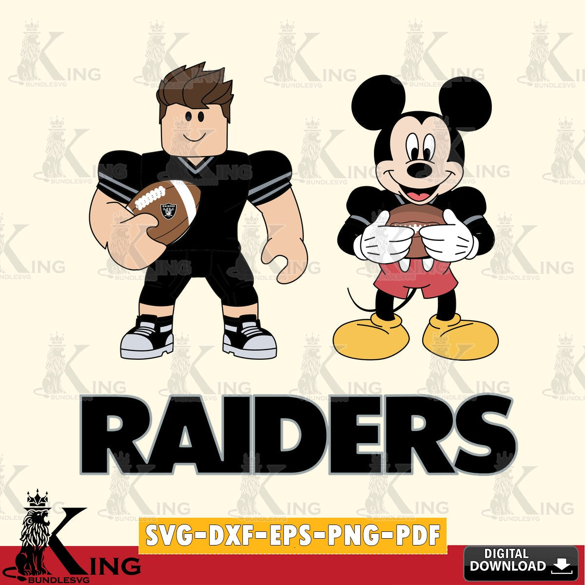 Las Vegas Raiders Roblox & Mickey Football SVG file , Cricut, NFL  File cut , Digital Download , PDF File