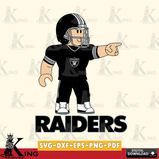 High-quality graphic of a Las Vegas Raiders Roblox Player Football, NFL file cut, SVG PNG files perfect for Cricut and Silhouette
