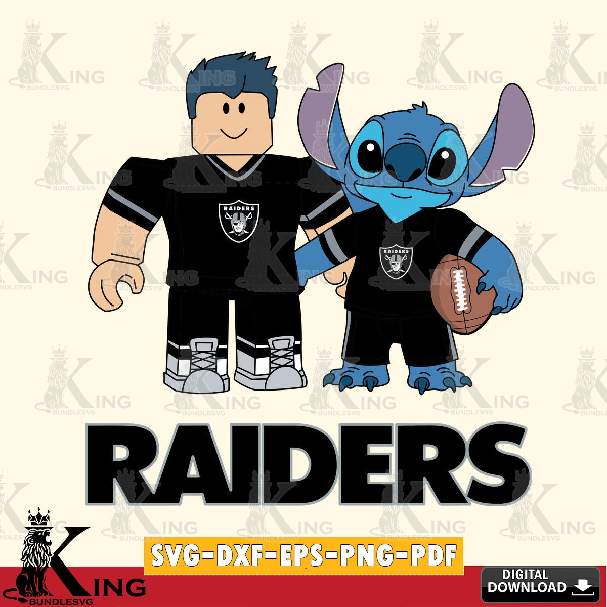 Las Vegas Raiders Roblox & Stitch Football SVG file , Cricut, NFL  File cut , Digital Download , PDF File