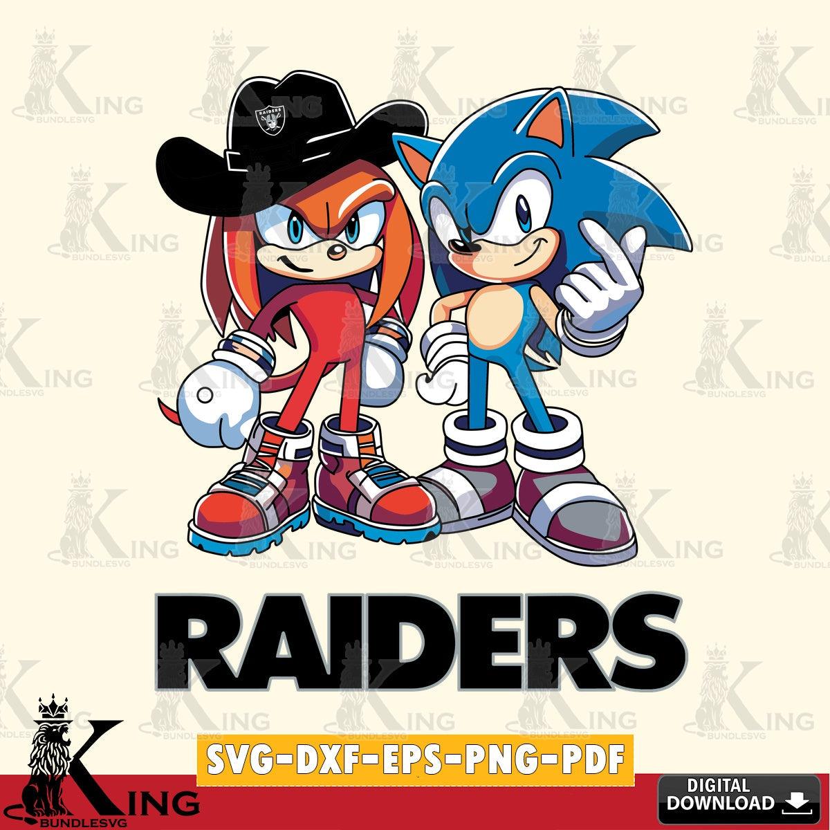 Las Vegas Raiders Sonic & Knuckles Football Mascot SVG file, Vector , Digital Download , PDF File , Instant Download