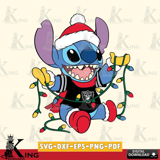 Las Vegas Raiders Stitch Christmas Lights SVG, NFL for Cricut, Silhouette, Digital Download , file cut