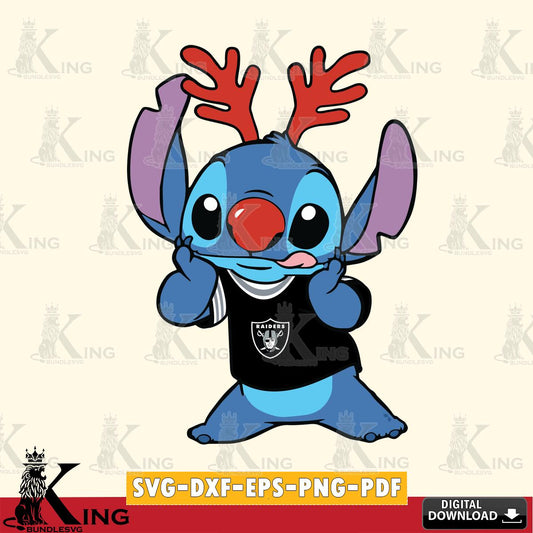 Las Vegas Raiders Stitch Reindeer SVG, NFL for Cricut, Silhouette, Digital Download , file cut