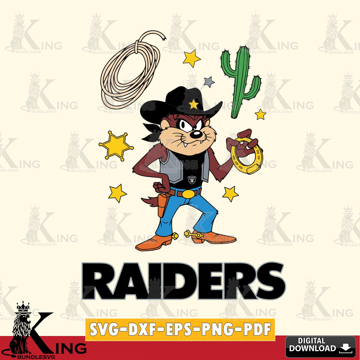 Las Vegas Raiders Taz Cowboy Western Cut file  , Digital Download , Instant Download, Looney Tunes svg, Football svg