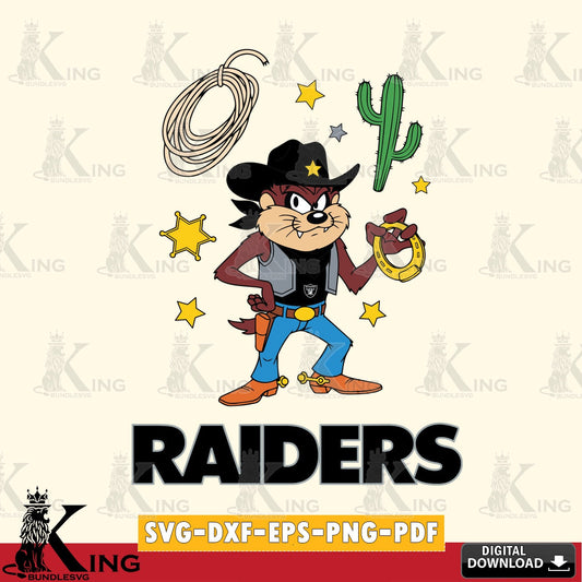Las Vegas Raiders Taz Cowboy Western Cut file  , Digital Download , Instant Download, Looney Tunes svg, Football svg