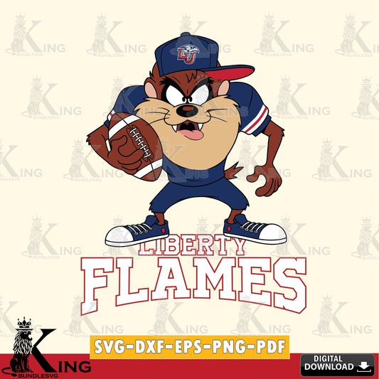 Liberty Flames Đồng phục bóng đá Taz SVG file, Cut file  , Digital Download , Instant Download, Taz svg, NCAA svg