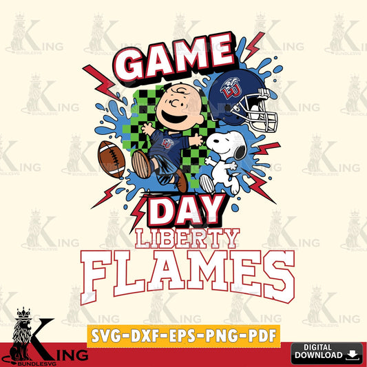Liberty Flames Game Day Peanuts SVG, Cricut, Cut file  , Digital Download , Instant Download, Peanuts svg, NCAA svg, Football svg, Sport svg