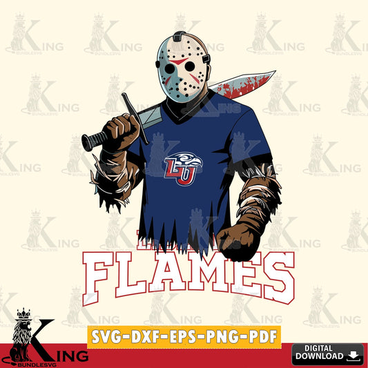 Eye-catching graphic of Liberty Flames Jason Voorhees Football, a crafting file for iron-on transfer and vinyl decals.