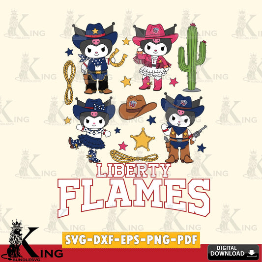 Liberty Flames Kuromi Cowboy Western SVG file, Cricut, Cut file  , Digital Download , Instant Download, Sanrio svg, Clipart