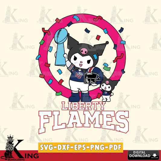 Liberty Flames Kuromi Football Champion SVG file, Cricut, Cut file  , Digital Download , Instant Download, Sanrio svg, Clipart