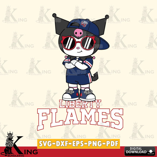 Liberty Flames Kuromi Football Jersey SVG file, Cricut, Cut file  , Digital Download , Instant Download, Sanrio svg, Clipart