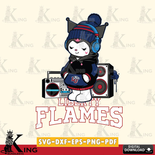 Liberty Flames Kuromi Football Music SVG file, Cricut, Cut file  , Digital Download , Instant Download, Sanrio svg, Clipart
