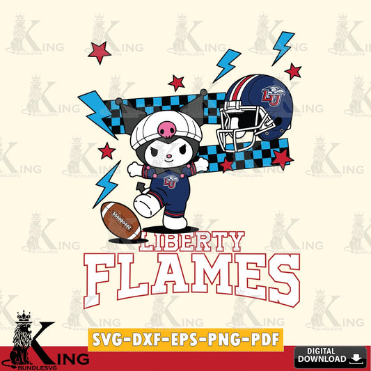 Liberty Flames Kuromi Game Day SVG file, Cricut, Cut file  , Digital Download , Instant Download, Sanrio svg, Clipart