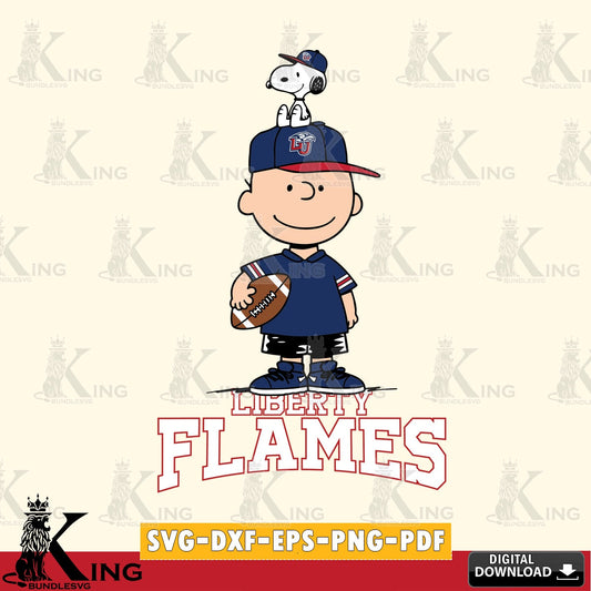 Liberty Flames Peanuts Football Rugby SVG, Cricut, Cut file  , Digital Download , Instant Download, Peanuts svg, NCAA svg, Football svg, Sport svg
