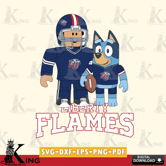 Liberty Flames Roblox & Bluey Football SVG file , NCAA Cricut,  File cut , Digital Download , PDF File