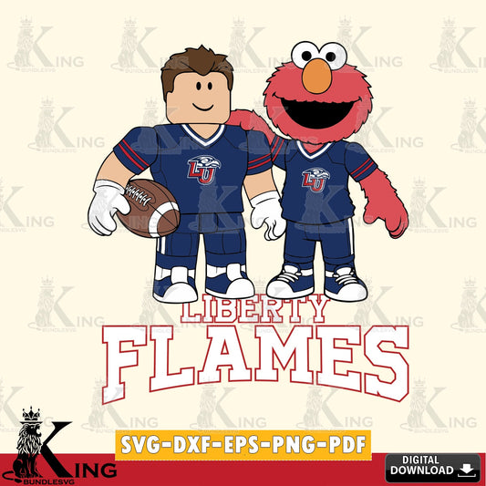 Liberty Flames Roblox & Elmo Football SVG file , NCAA Cricut,  File cut , Digital Download , PDF File