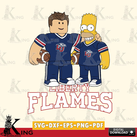 Digital download featuring Liberty Flames Roblox & Homer Simpson Football, a digital download for Cricut Maker and paper crafts.