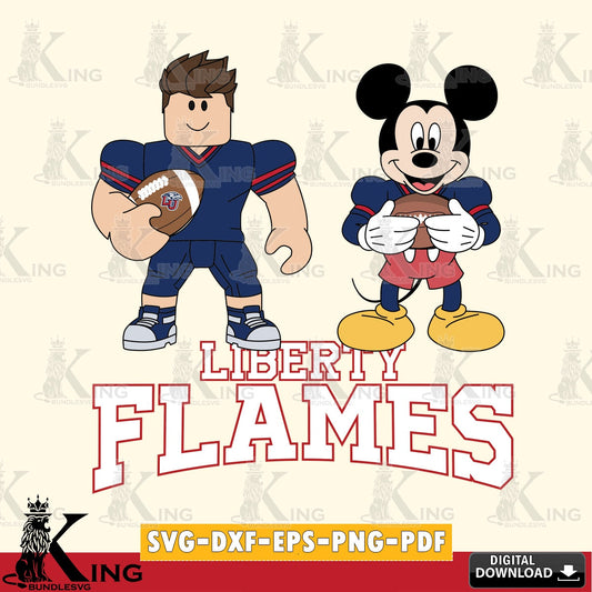 Liberty Flames Roblox & Mickey Football SVG file , NCAA Cricut,  File cut , Digital Download , PDF File
