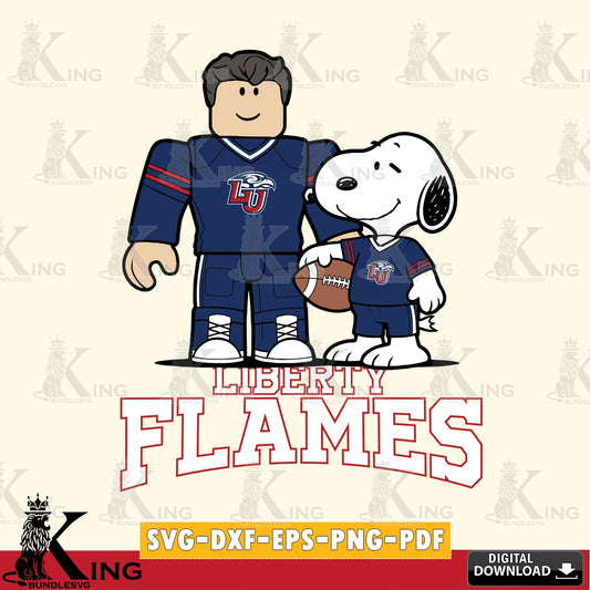 Liberty Flames Roblox & Snoopy Football SVG file , NCAA Cricut,  File cut , Digital Download , PDF File