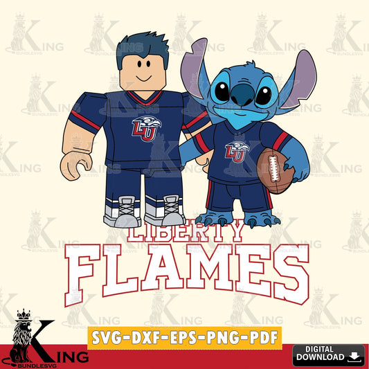 Liberty Flames Roblox & Stitch Football SVG file , NCAA Cricut,  File cut , Digital Download , PDF File