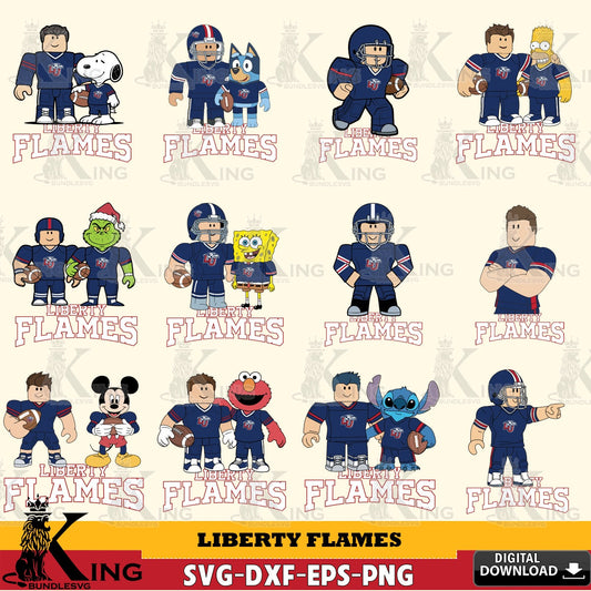 Liberty Flames Roblox With Friends football NCAA Bundle SVG file , NCAA Cricut,  File cut , Digital Download , PDF File