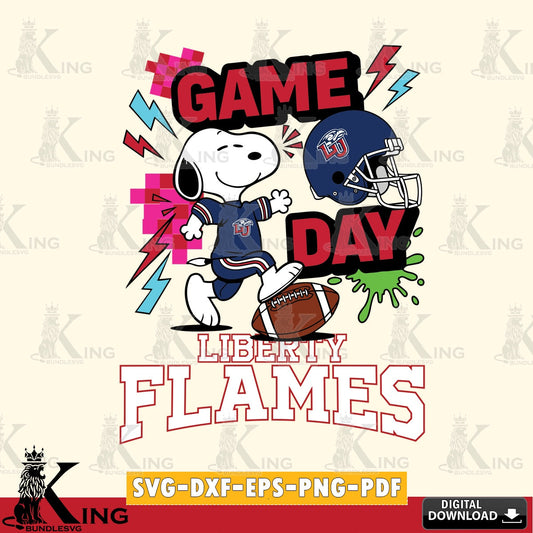 Liberty Flames Snoopy Game day SVG, Cricut, Cut file  , Digital Download , Instant Download, Peanuts svg, NCAA svg, Football svg, Sport svg