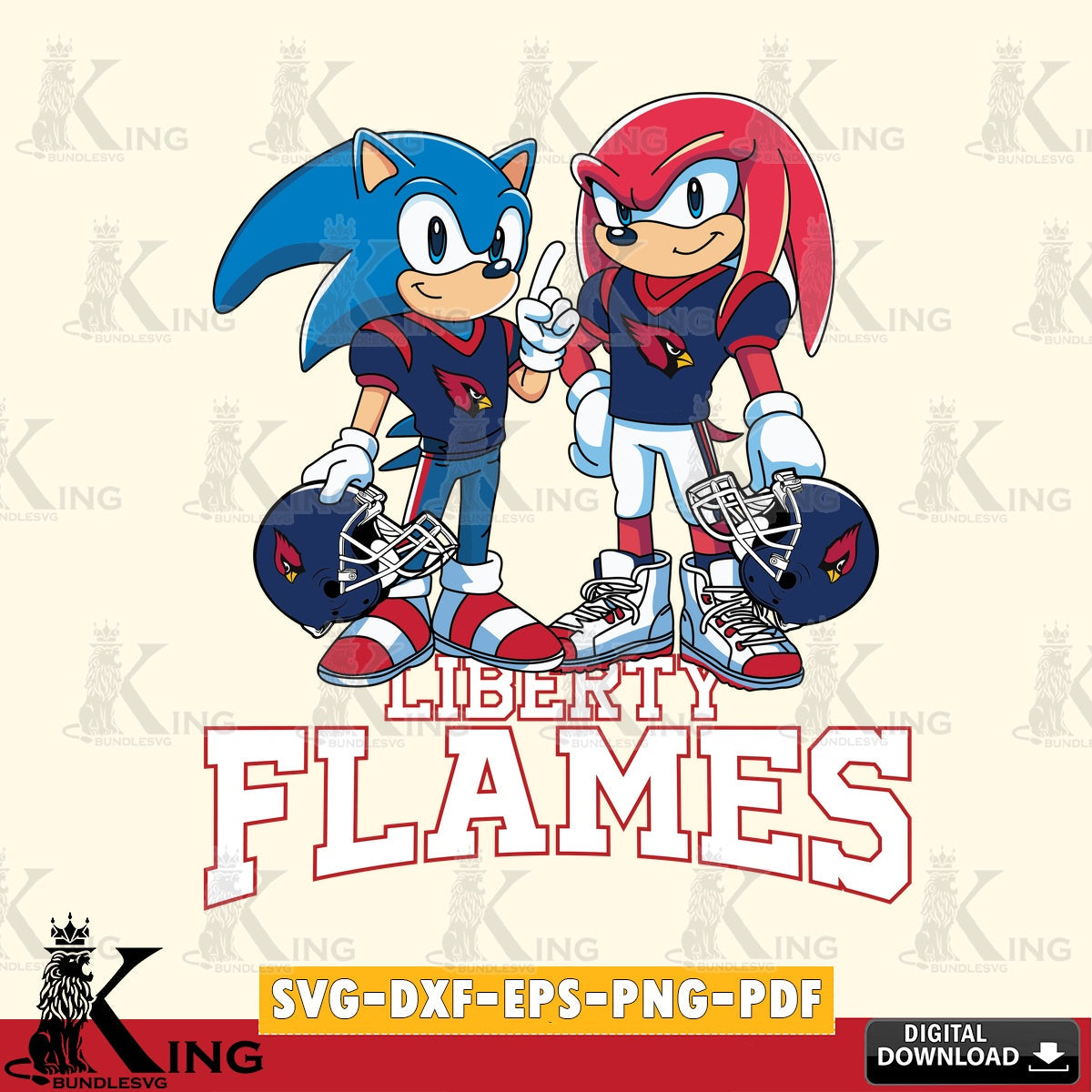 Liberty Flames Sonic And Knuckles Football SVG file, Vector , Digital Download , PDF File , Instant Download