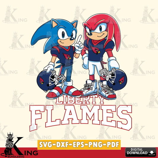 Liberty Flames Sonic And Knuckles Football SVG file, Vector , Digital Download , PDF File , Instant Download