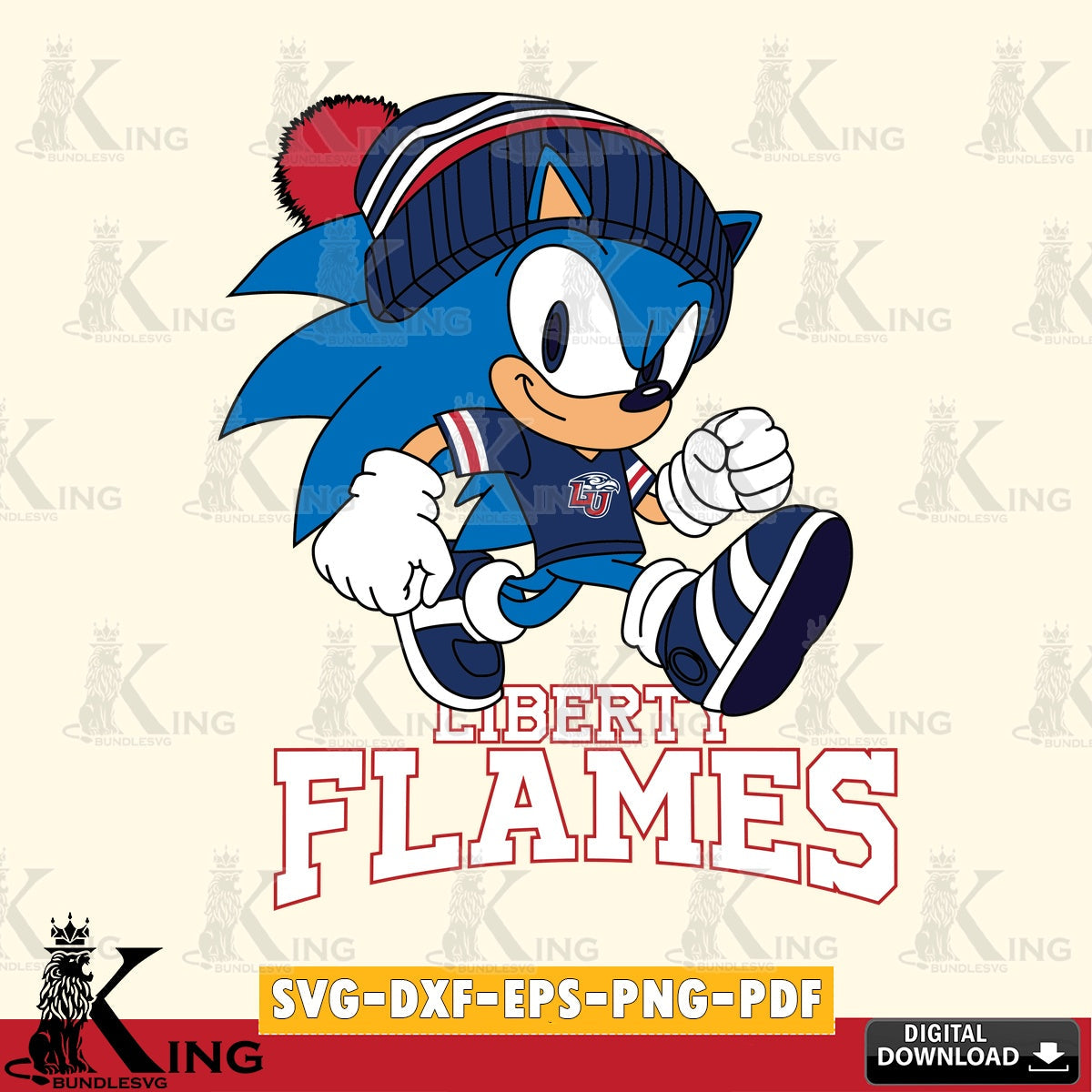 Liberty Flames Sonic Football SVG file, Vector , Digital Download , PDF File , Instant Download