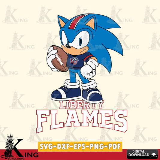 Unique artwork depicting Liberty Flames Sonic Game Day Ready, SVG PNG design suitable for Glowforge and laser cutting