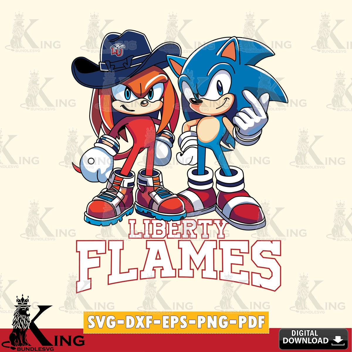 Liberty Flames Sonic & Knuckles Football Mascot SVG file, Vector , Digital Download , PDF File , Instant Download