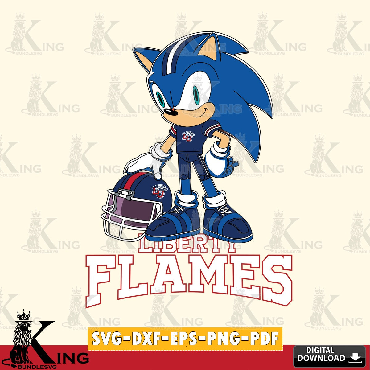 Liberty Flames Sonic Player Football SVG file, Vector , Digital Download , PDF File , Instant Download