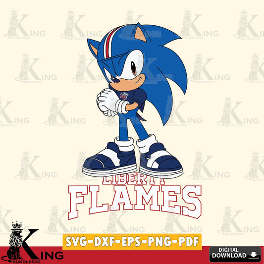 Liberty Flames Sonic cute Football SVG file, Vector , Digital Download , PDF File , Instant Download