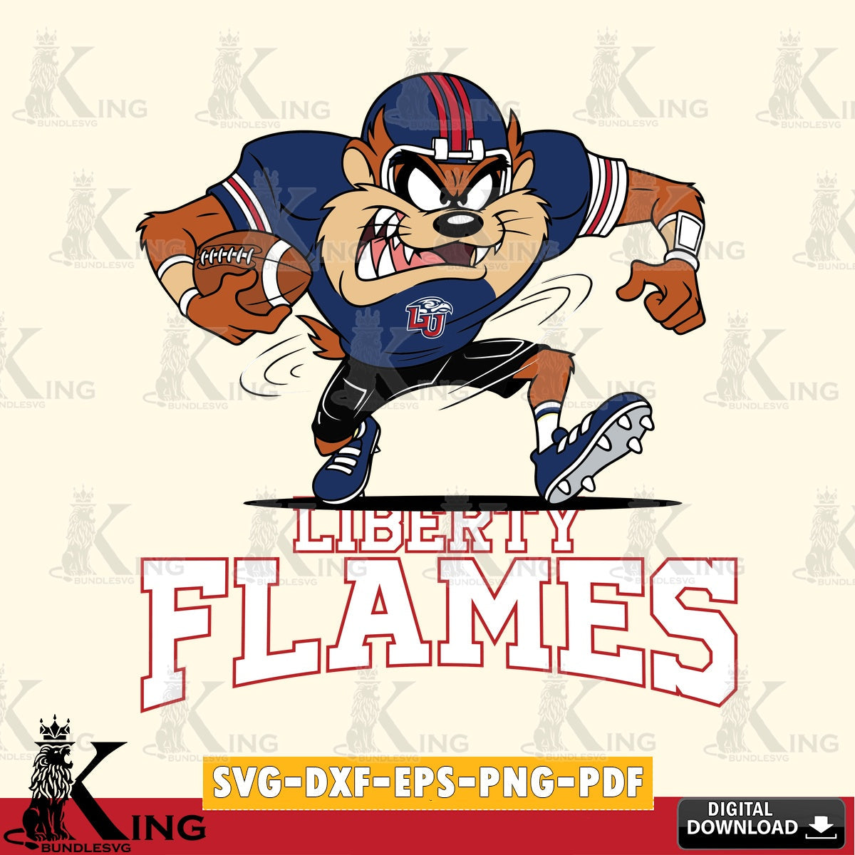 Liberty Flames Taz Football Helmet SVG file, Cut file  , Digital Download , Instant Download, Taz svg, NCAA svg
