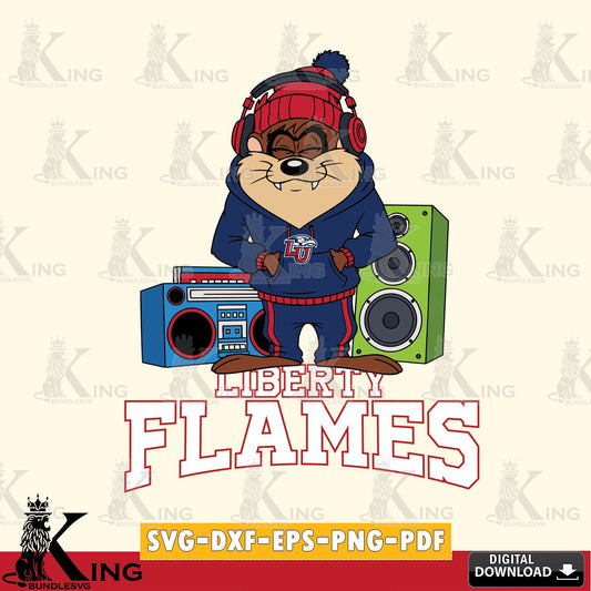 Liberty Flames Taz Hip Hop SVG file, Cut file  , Digital Download , Instant Download, Taz svg, NCAA svg