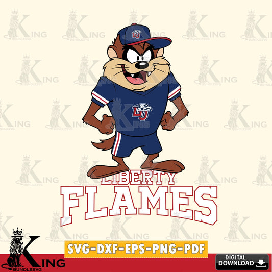 Liberty Flames Taz Standing Pose SVG file, Cut file  , Digital Download , Instant Download, Taz svg, NCAA svg