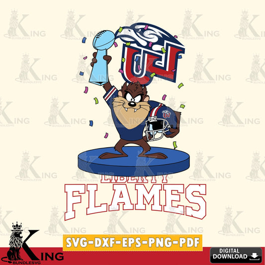 Liberty Flames Taz Trophy Podium SVG file, Cut file  , Digital Download , Instant Download, Taz svg, NCAA svg