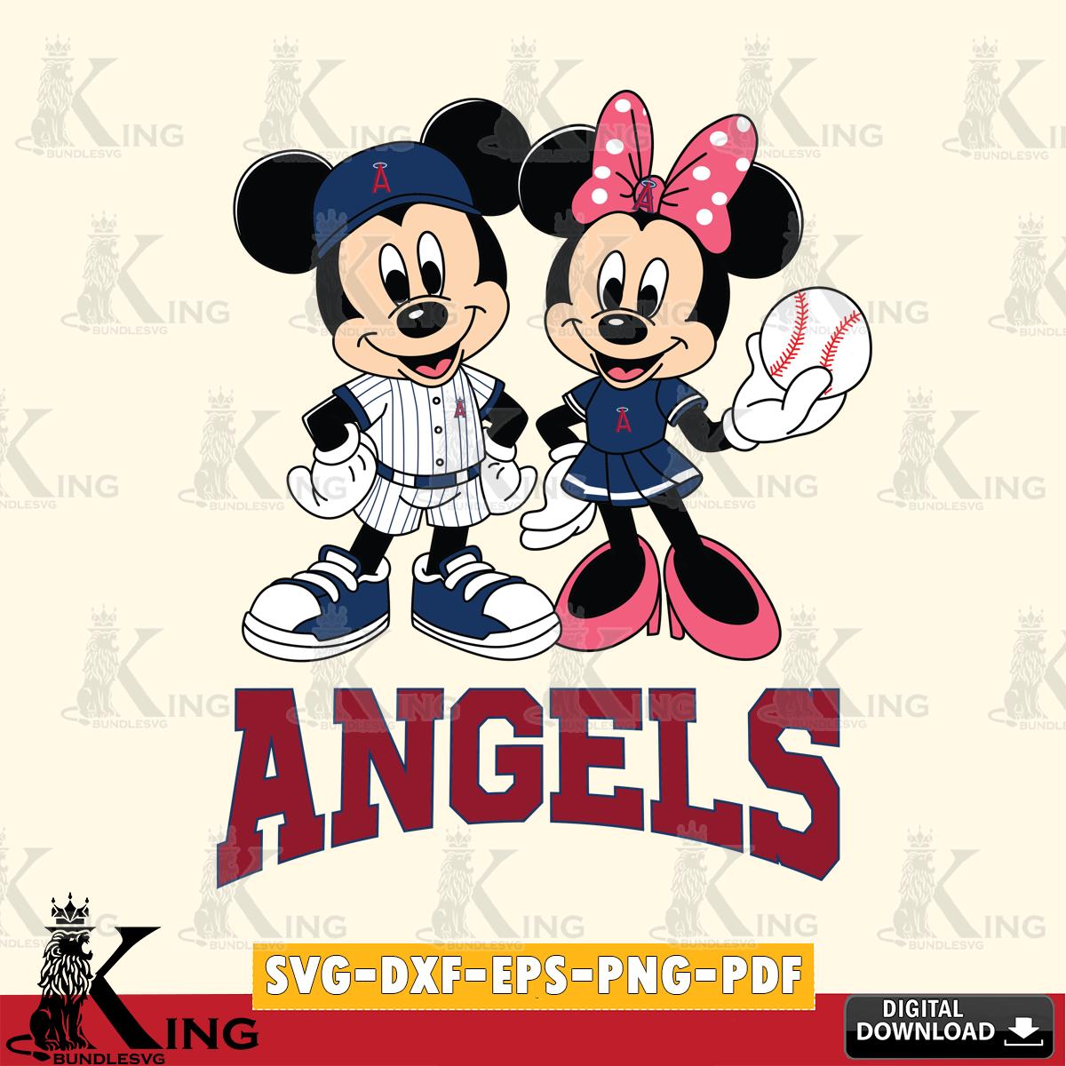 Los Angeles Angels Baseball Mickey Minnie Mouse SVG File, MLB for Cricut, Silhouette, Digital Download , file cut